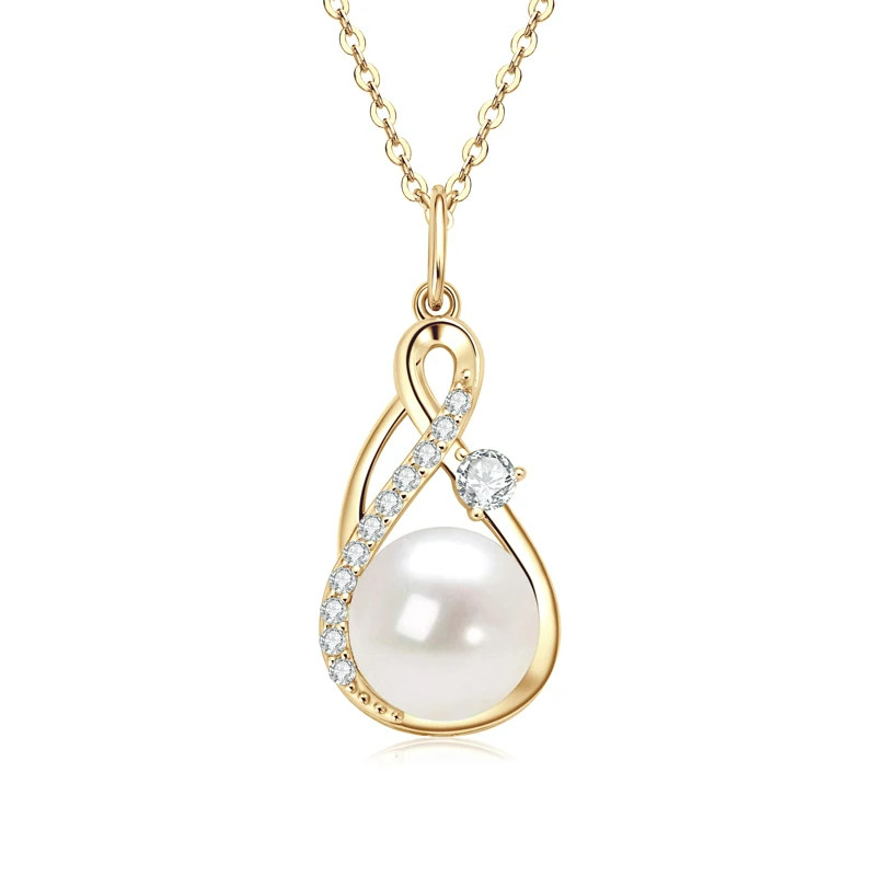 Freshwater Pearl Moissanite Pendant Necklace Silver