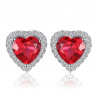 Valentine Gift Red heart sterling silver earring