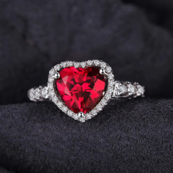 Valentine Gift Red heart sterling silver Ring
