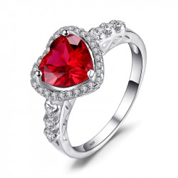 Valentine Gift Red heart sterling silver Ring