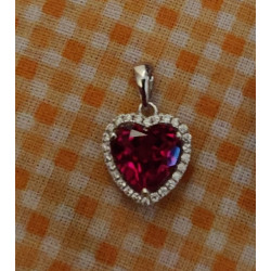 Valentine Gift Red heart sterling silver Pendant