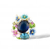 Blue stone Colorful flower Gold plated Silver Pendant