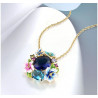 Blue stone Colorful flower Gold plated Silver Pendant
