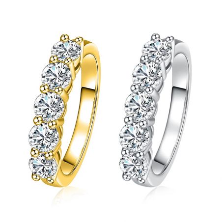 Eternity Band Engagament Rings 18K Gold Plated Moissanite Diamond 
