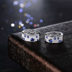 Blue Cubic Zircon 925 Sterling Silver Earrings