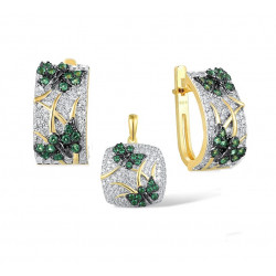 Green Spinel Gold Plated Butterfly Earring Ring