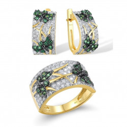 Green Spinel White CZ Gold...