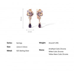 Amythest Rose gold plated Sterling silver earring