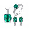 Created Green Emerald Gold plated Silver set