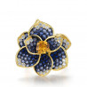 Blue Spinel Yellow Crystal Flower Ring 925 Sterling Silver