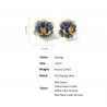 Blue Spinel Yellow Crystal Flower Earrings 925 Sterling Silver