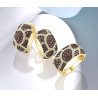 Silver Brown Spinel White zirconia Earrings Ring