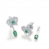 Green Spinel Flower Sterling Silver Stud Earrings Ring Pendant