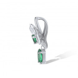 Green Spinel Flower Sterling Silver Stud Earrings Pendant