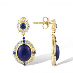 Created Lapis Vintage Gold plated Earrings