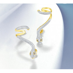 Serpentine Snake Earrings For Women Blue White Zircon