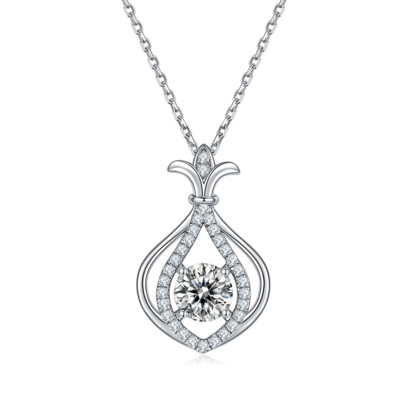 Moissanite 1 ct Diamond Sterling silver Pendant Necklace