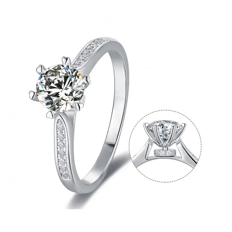 Wedding S925 Silver Jewelry 1ct Moissanite Ring