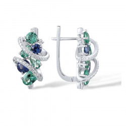 Green Blue Spinel Sterling Silver Rings