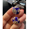 Shiny Pink Blue Stone Butterfly Flower Earrings