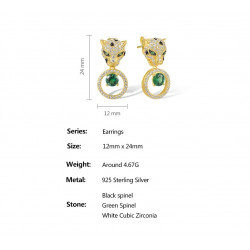 Green Spinel White Zircon Leopard Earrings