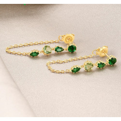 Green zircon Gold plated Silver earrings