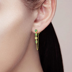 Green zircon Gold plated Silver earrings