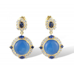 Dyed Blue Agate Pendant Earrings Jewelry Set