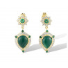 Dyed Green Agate Pendant Earrings Silver set