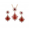 Dyed Red Agate Pendant Earrings Silver set