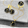 Black Spinel Yellow Plated Pendant Earrings Ring set