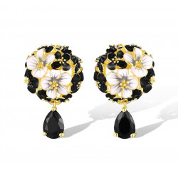 Black White enamel Gold plated Stelring silver jewelry set