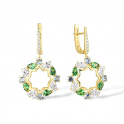 Green/Blue Spinel  Dangle Silver earrings