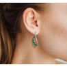 Green Spinel  white zircon Silver earrings