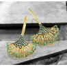 Green Nano zircon Gold toned Silver earrings