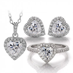 True Love Heart shape Moissanite diamond S925 Sterling silver set