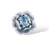 Blue Blooming Flower Earrings Ring Pendant Sterling silver set