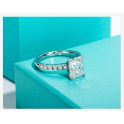  3ct D Color Radiant Cut D Color Moissanite Engagement 925 Sterling Silver Rings 