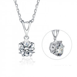 Snow flake Sterling silver 1 ct moissanite pendant chain