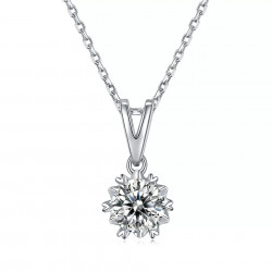 Snow flake Sterling silver 2ct moissanite pendant chain
