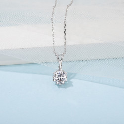 Snow flake Sterling silver 2ct moissanite pendant chain