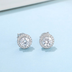 Round Brilliant Cut VVS 2 ct Moissanite Diamond stud earrings