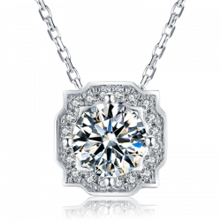 Rectangle 2 ct D color Moissanite Diamond pendants chain