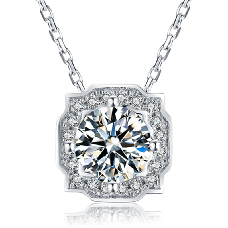 Rectangle 1ct,2 ct D color Moissanite Diamond pendants chain