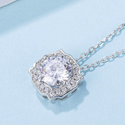 Rectangle 2 ct D color Moissanite Diamond pendants chain