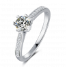 Heart claws 2ct Blue moissanite gold plated silver wedding ring