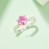 Pink 2ct moissanite gold plated silver wedding ring