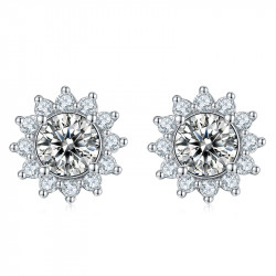 Sun flower 2 ct Moissanite Diamond stud earrings