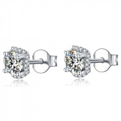 Brilliant Round VVS 2 ct Moissanite Diamond stud earrings