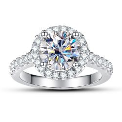 2 Carat D Color Moissanite Halo Engagement Ring For Women 925 Sterling 